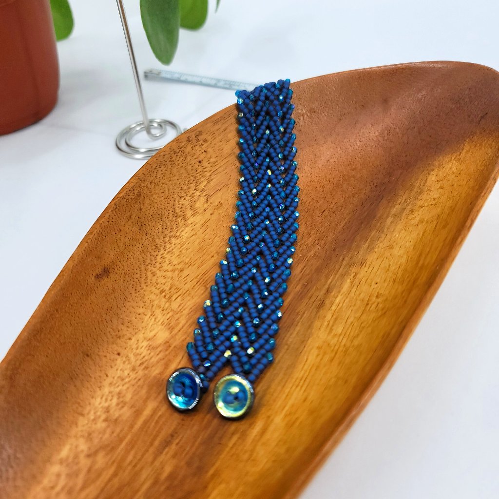 Hand Made Blue Bracelet/Czech Fire Polish Crystals